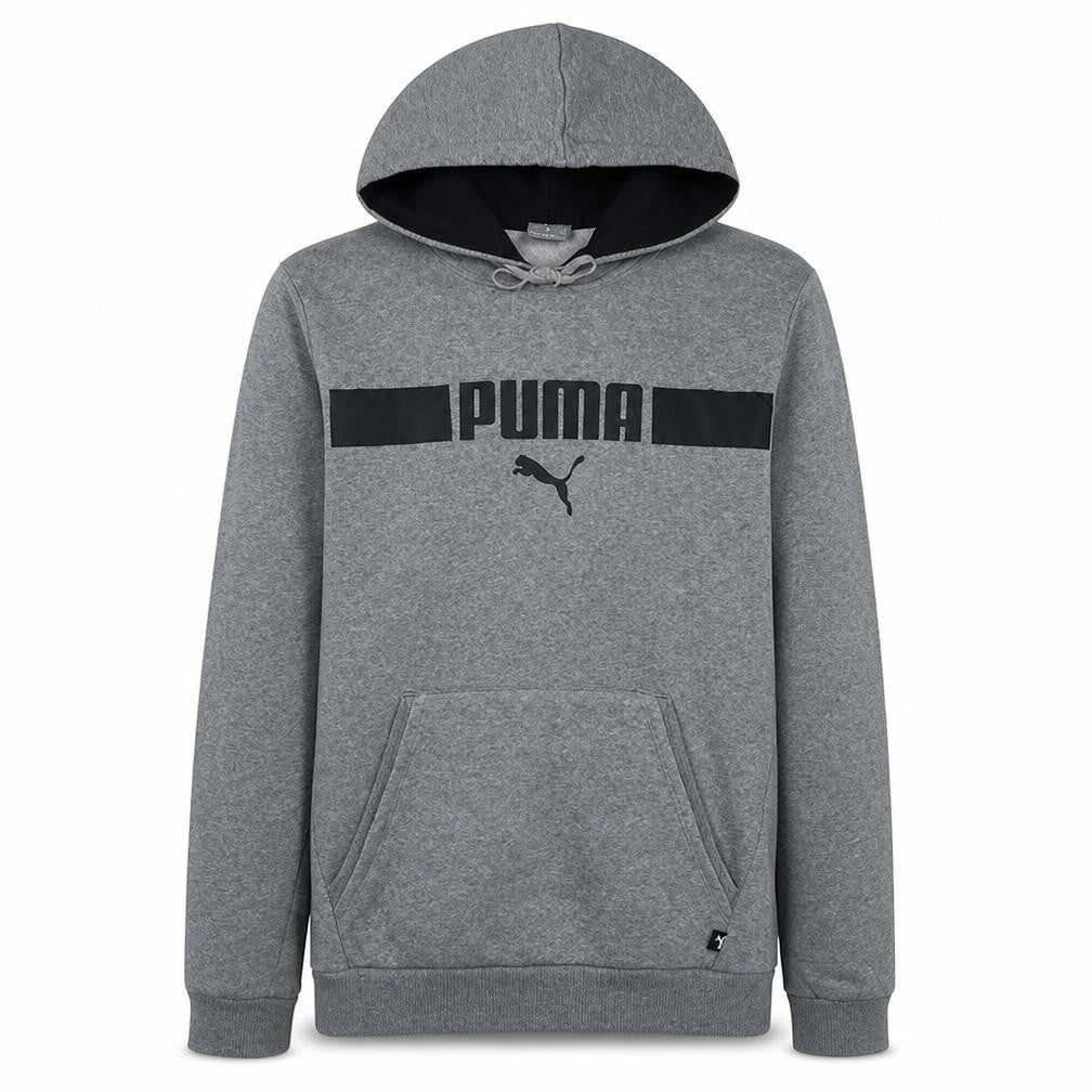 Puma Mens Grey Regular Fit Pullover Hoodie Size M