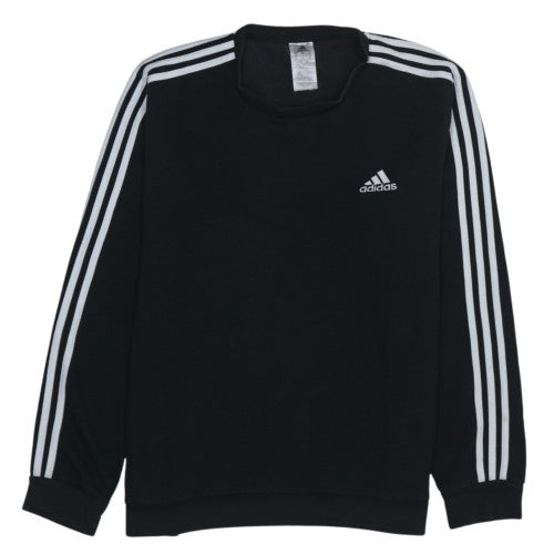 Adidas Men's Black XL Pullover Sweatshirt with Logo Stripes