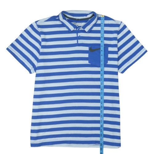 Nike Golf Dri-FIT Men's Blue Striped Collared Polo Shirt XL