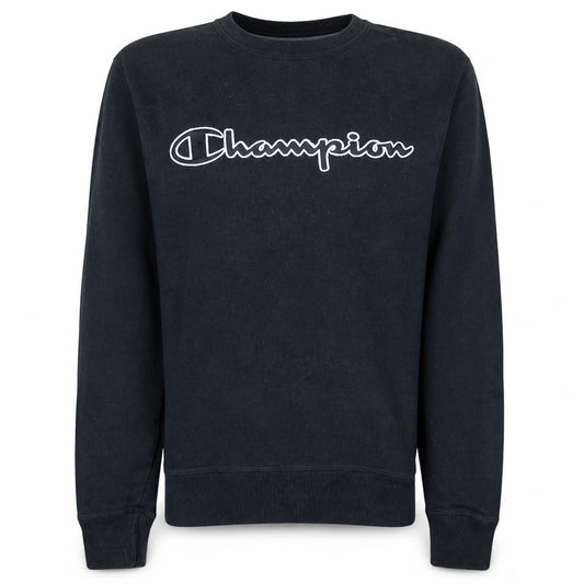 Champion Men's Black Small Crew Neck Logo Pullover Sweatshirt