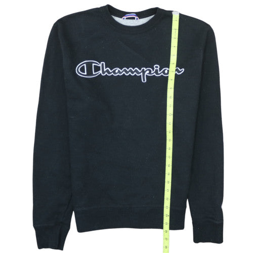 Champion Men's Black Small Crew Neck Logo Pullover Sweatshirt