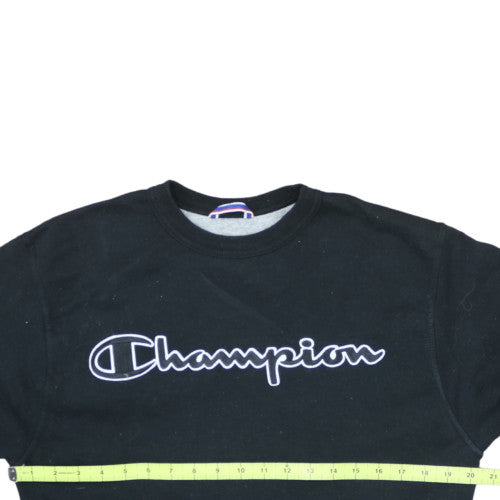 Champion Men's Black Small Crew Neck Logo Pullover Sweatshirt