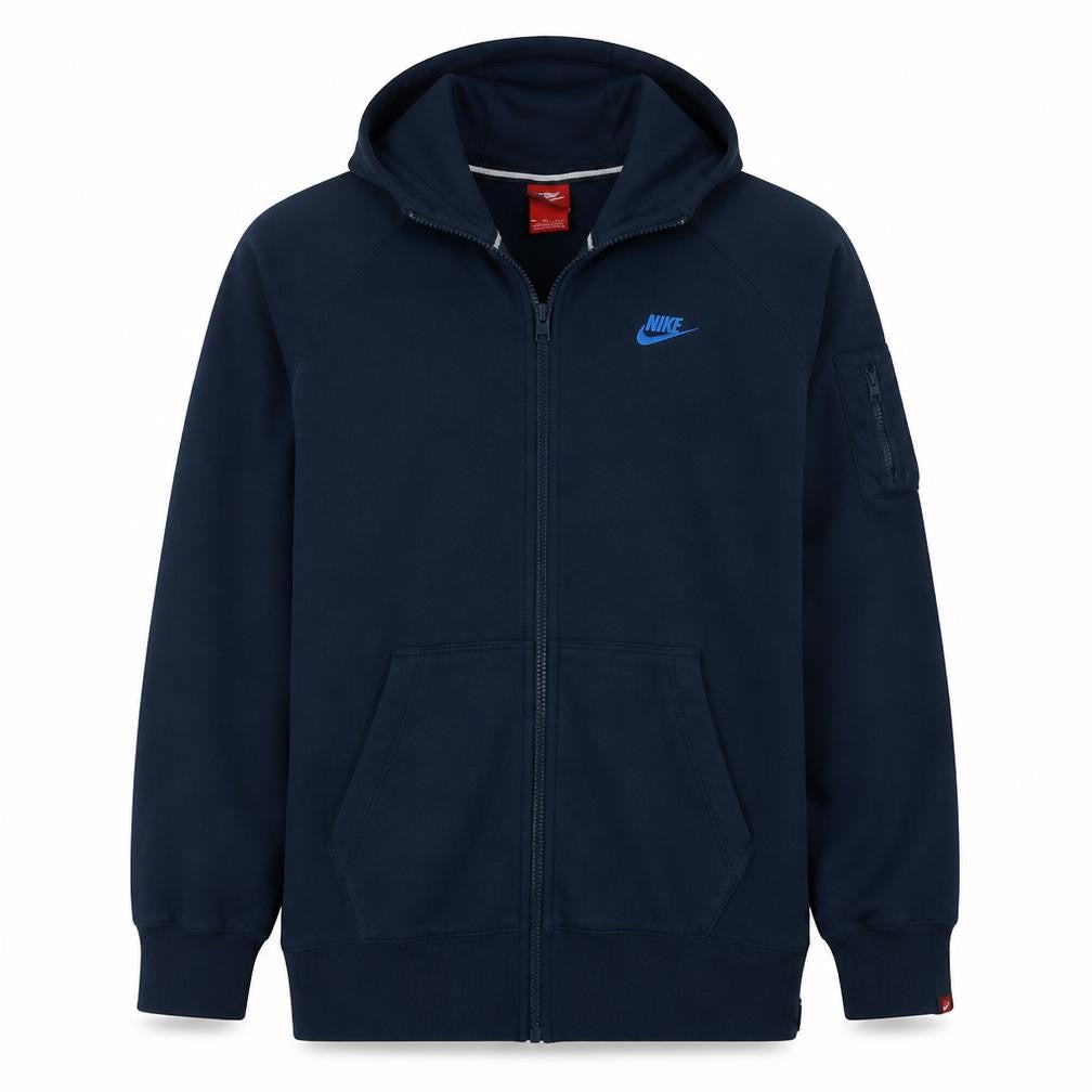 Nike Men's Blue Full Zip Hoodie 2XL Fleece Lined Sweatshirt
