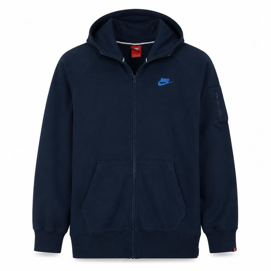 Nike Men's Blue Full Zip Hoodie 2XL Fleece Lined Sweatshirt