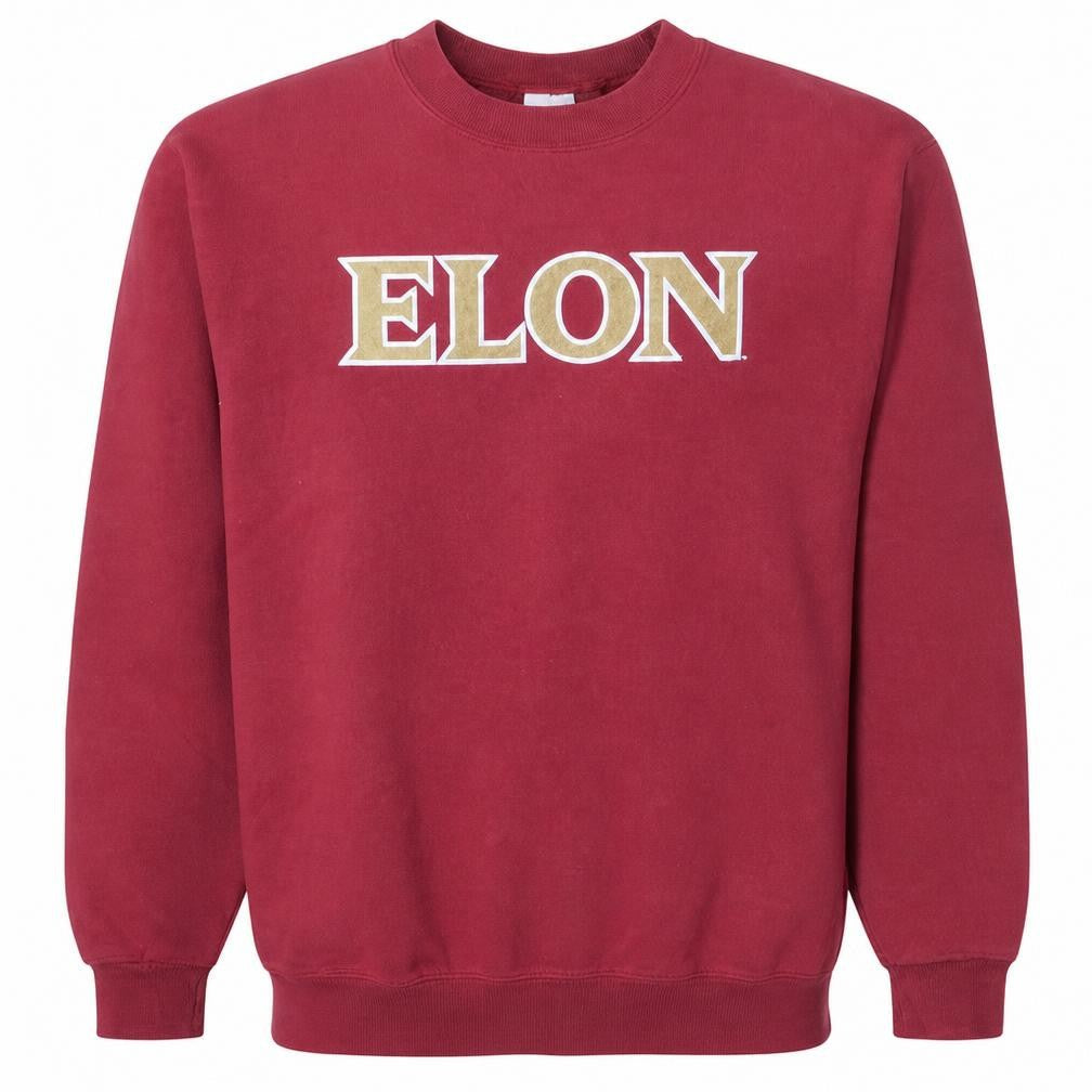 Champion Men Red L Pullover Crew Neck College Logo Sweatshirt