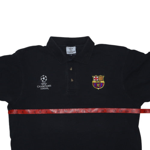 UEFA Champions League Mens Black Polo Shirt L Embroidered FCB Badge