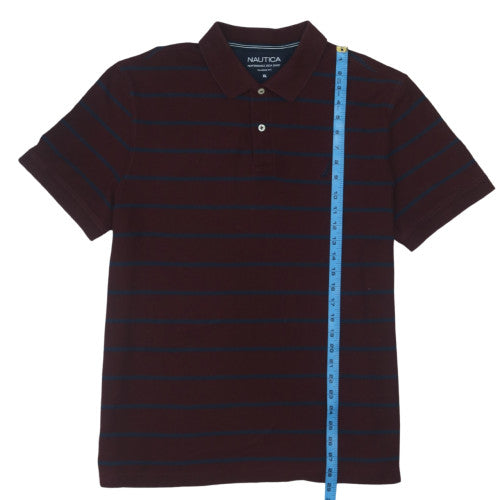 Nautica Men's Brown Striped Classic Fit Polo Shirt XL