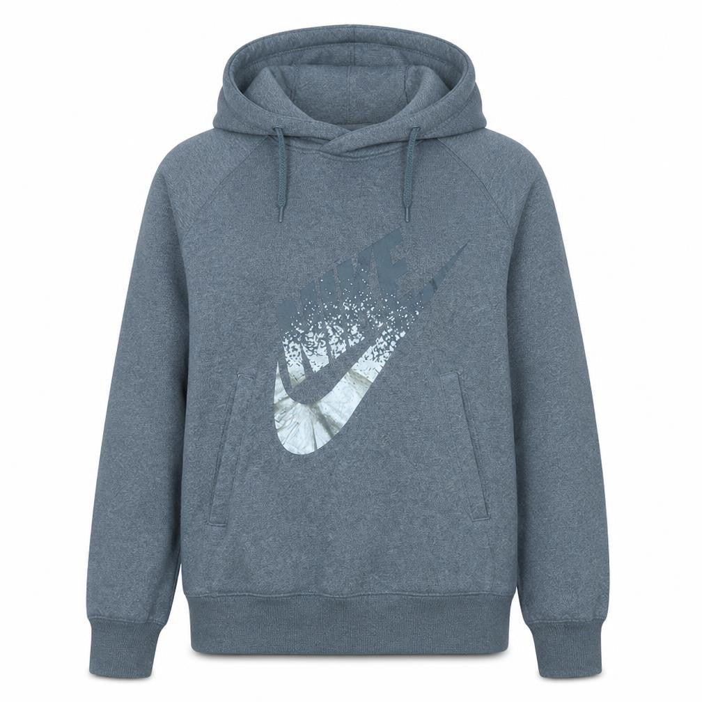 Nike Women’s Grey Pullover Hoodie Large Cotton Blend Logo Sweatshirt