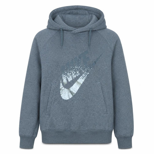 Nike Women’s Grey Pullover Hoodie Large Cotton Blend Logo Sweatshirt