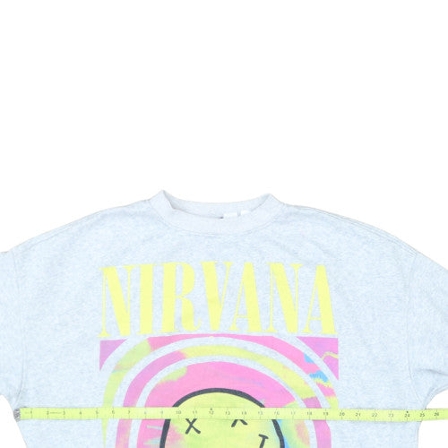 H&M Women’s Grey Nirvana Graphic Sweatshirt Medium 12 Pullover