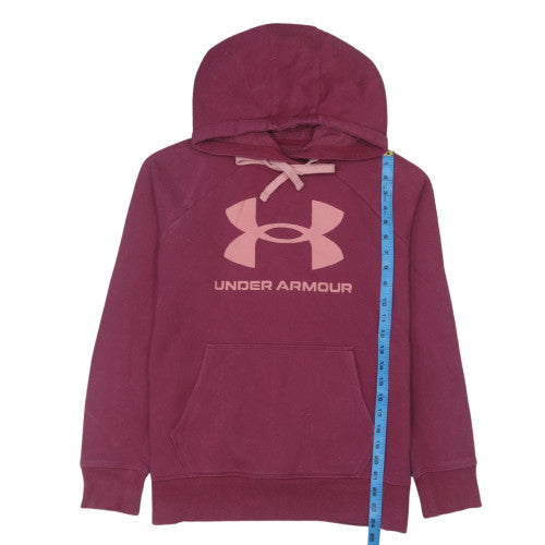 Under Armour Girls Purple Pullover Hoodie Small Fleece Logo Sweatshirt