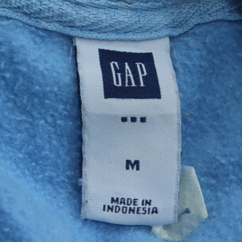 GAP Men's Blue Pullover Hoodie M Logo Fleece Cotton Blend