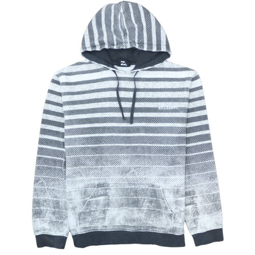 Billabong Men’s Grey Striped Pullover Hoodie Size L Fleece
