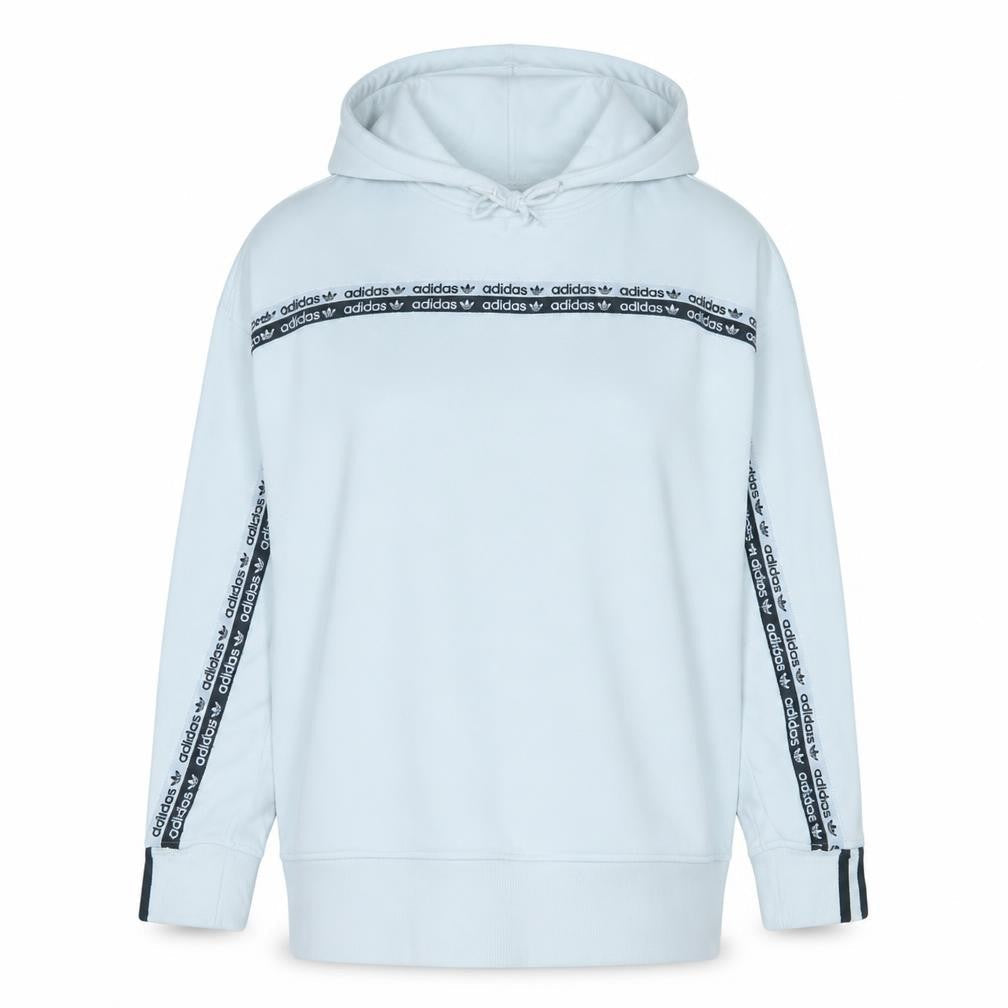Adidas Women's White Hooded Pullover Sweatshirt UK 12 with Logo Trim