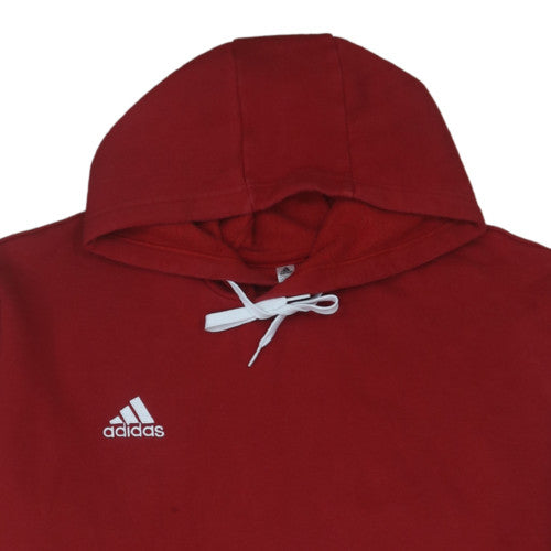 Adidas Men's Red 2XL Pullover Hoodie with Logo and Pocket