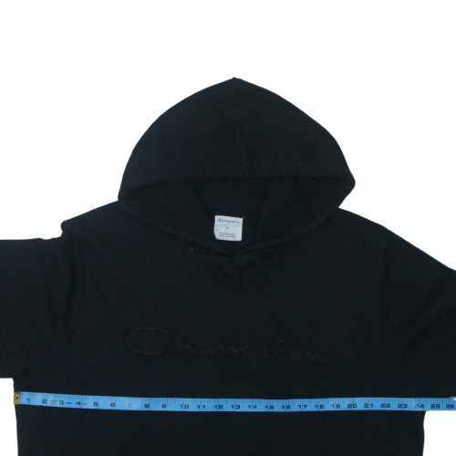 Champion Mens Black XL Pullover Hoodie Embroidered Logo Fleece