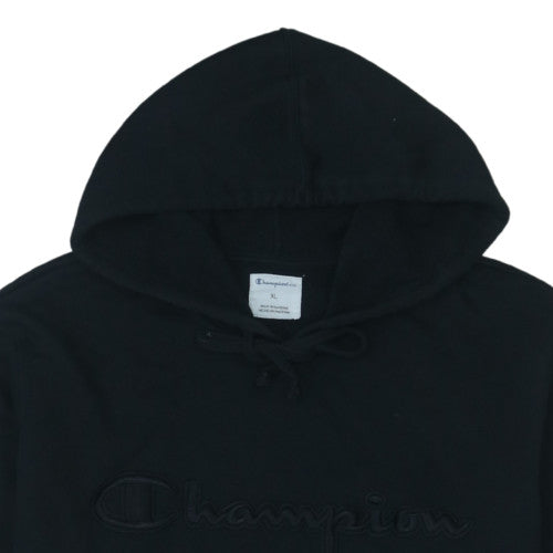Champion Mens Black XL Pullover Hoodie Embroidered Logo Fleece