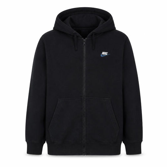 Nike Men's Black Full Zip Hoodie L Classic Fleece Zip Sweatshirt
