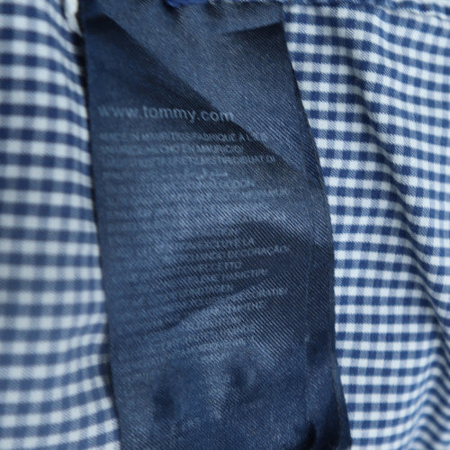 Tommy Hilfiger Men's Blue Check Slim Fit Cotton Shirt L Long Sleeve