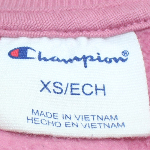 Champion Womens Pink Crew Neck Sweatshirt XS Cotton Blend Casual