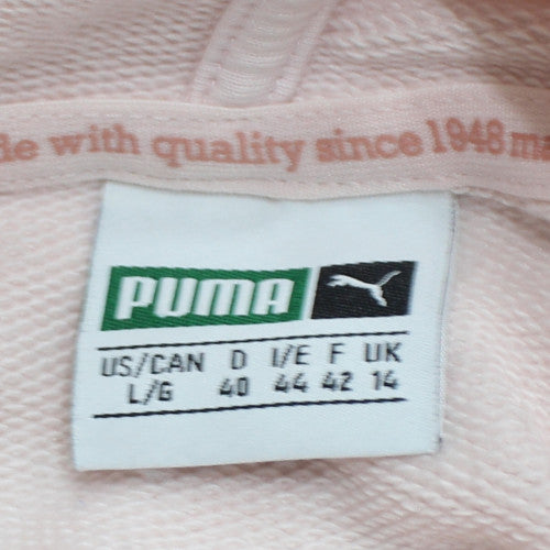 Puma Womens White & Pink Hooded Pullover Sweatshirt Size 14