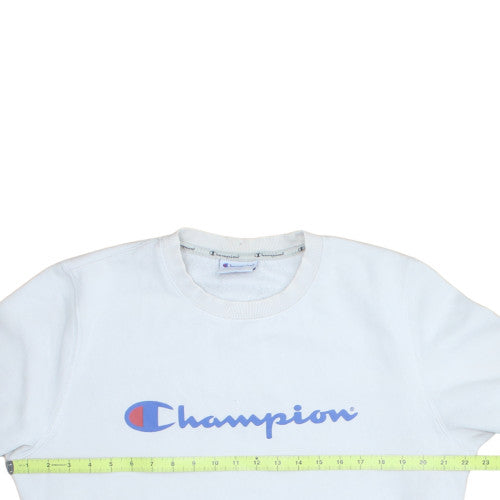 Champion Men’s White Pullover Sweatshirt M Logo Crew Neck