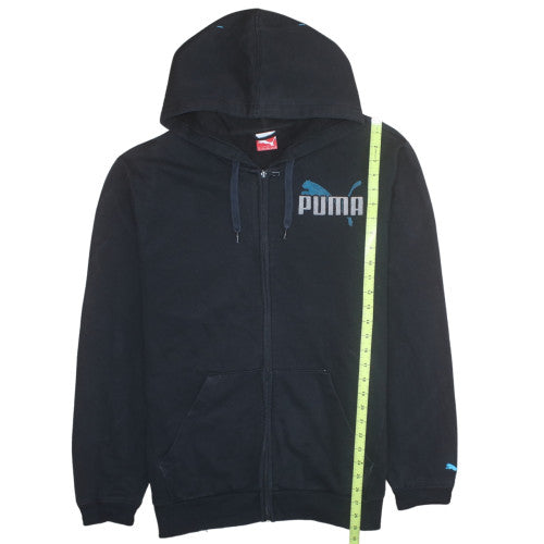 Puma Men's Black XL Full Zip Hoodie with Logo Design