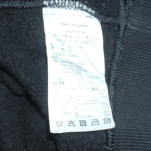 adidas Men's Black Crew Neck Sweatshirt M Regular Fit Cotton Blend