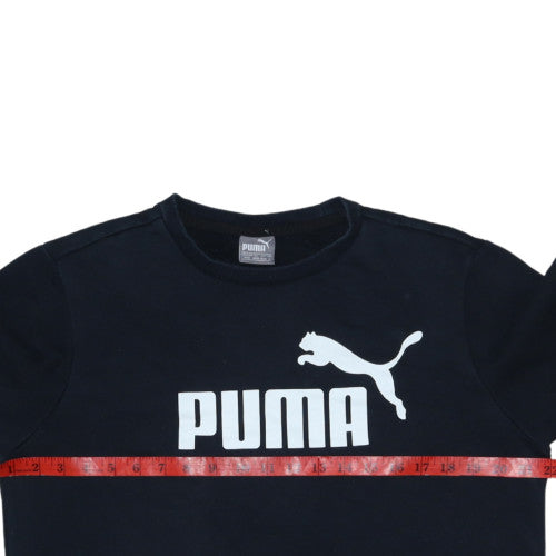 Puma Mens Black Crew Neck Sweatshirt M Classic Logo Pullover