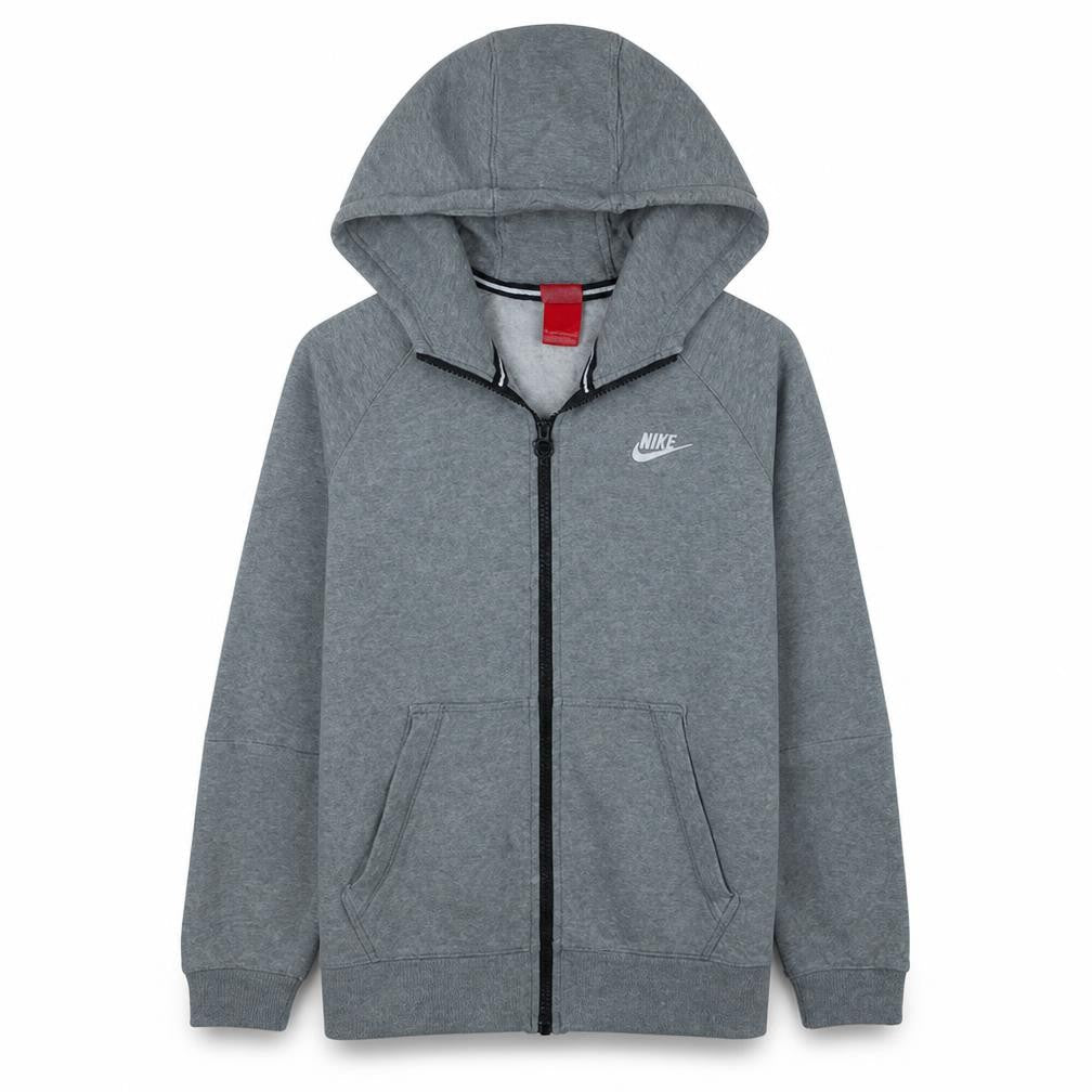 Nike Men's Grey Full Zip Hoodie M Regular Fit Fleece Sweatshirt