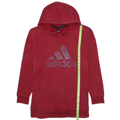Adidas Men's Red Pullover Hoodie S Regular Fit Fleece Logo Sportswear