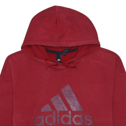 Adidas Men's Red Pullover Hoodie S Regular Fit Fleece Logo Sportswear