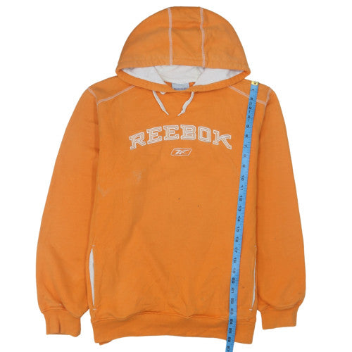 Reebok Mens Orange Embroidered Pullover Hoodie Size M Sports Fleece