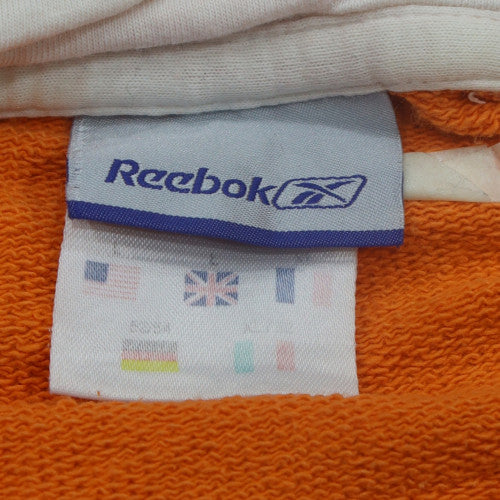 Reebok Mens Orange Embroidered Pullover Hoodie Size M Sports Fleece