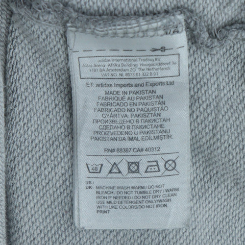 adidas Men’s Grey Pullover Hoodie Small Logo Fleece Sweatshirt