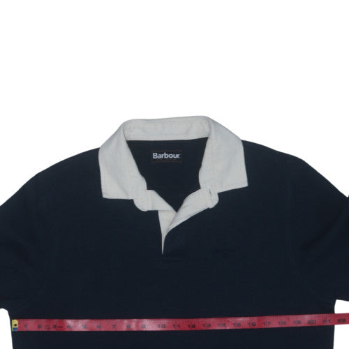 Barbour Mens Blue Long Sleeve Polo Shirt L Cotton Blend