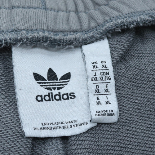 Adidas Men's Grey XL Sweat Shorts Elastic Waist Drawstring Pockets