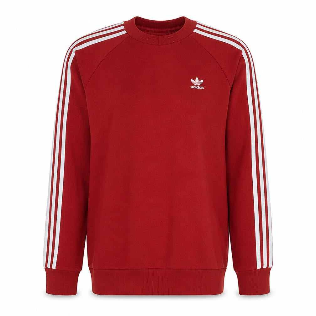 adidas Men Red Crew Neck Pullover Sweatshirt M Sports Fleece