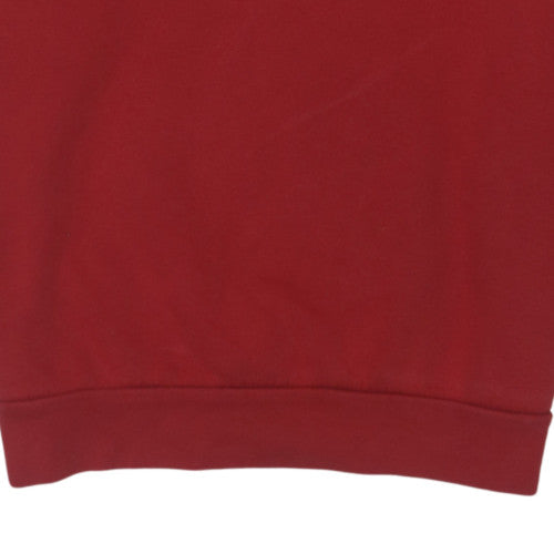 adidas Men Red Crew Neck Pullover Sweatshirt M Sports Fleece