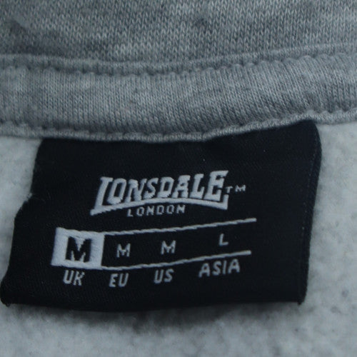 Lonsdale Men's Grey Pullover Hoodie M Logo Sportswear