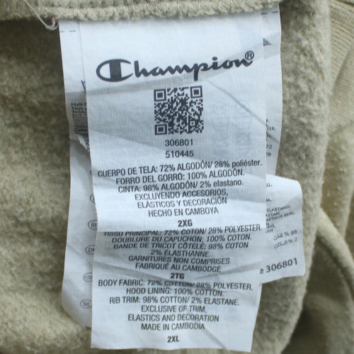 Champion Boys Beige Pullover Hoodie 15-16 Years 2XL Fleece Logo Sweatshirt