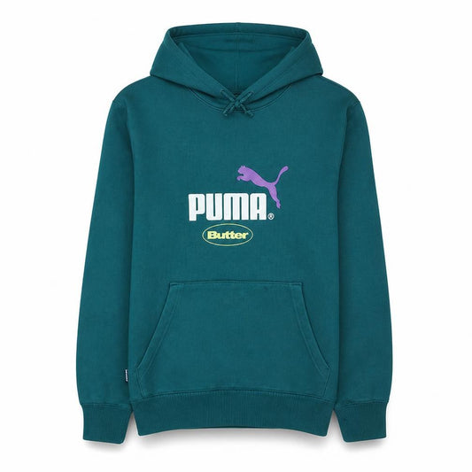 Puma Butter Men's Green Pullover Hoodie Size S Graphic Logo