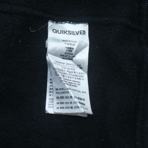 Quiksilver Men’s Black 2XL Pullover Hoodie with Blue Logo
