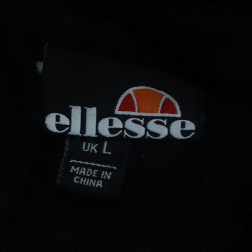 Ellesse Mens Black Pullover Hoodie L Logo Fleece Sweatshirt