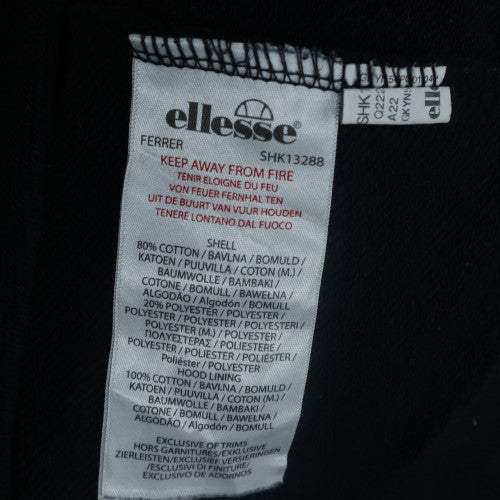 Ellesse Mens Black Pullover Hoodie L Logo Fleece Sweatshirt