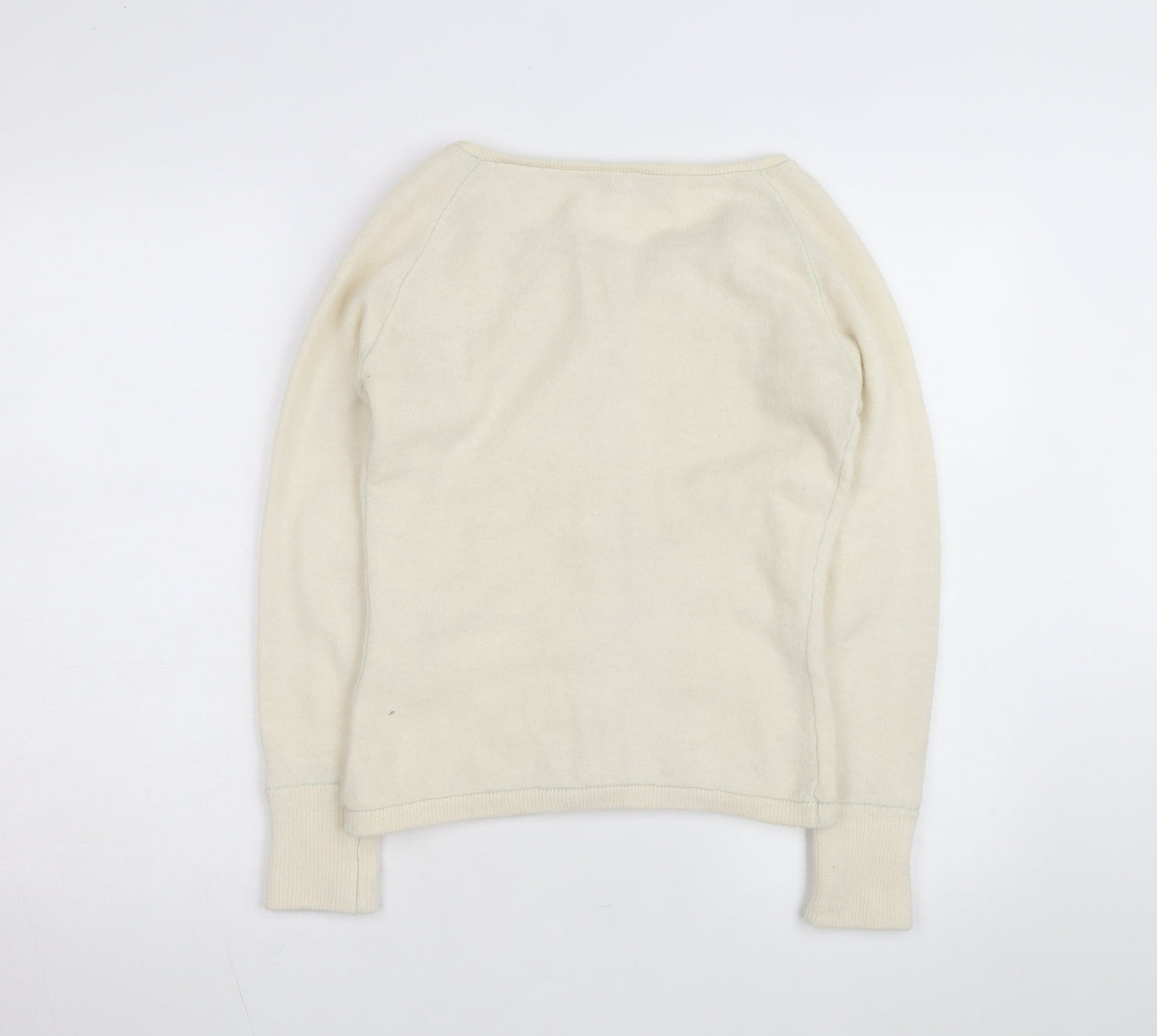Noa Noa Women Ivory Cotton Knit Cardigan XS Scoop Neck