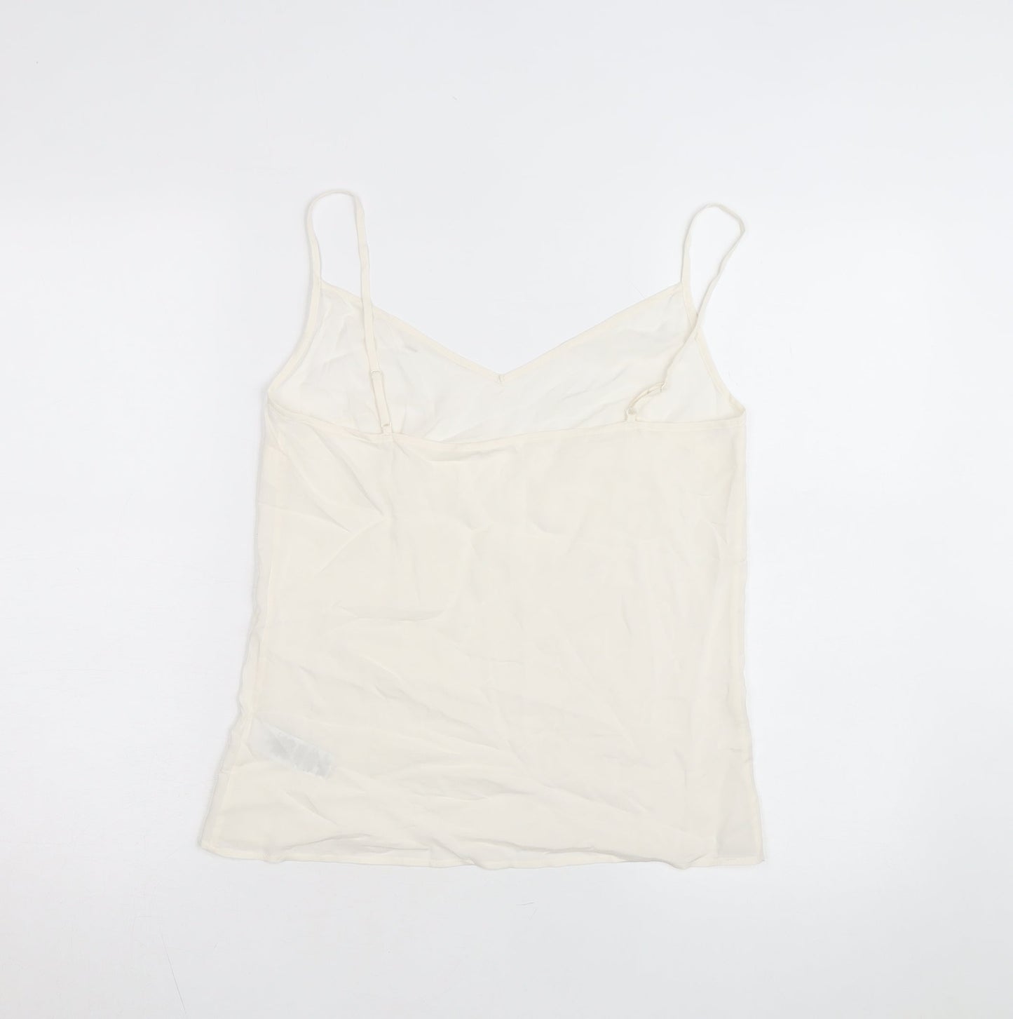 Jaeger Women Ivory Silk Camisole V-Neck Spaghetti Strap Size 8