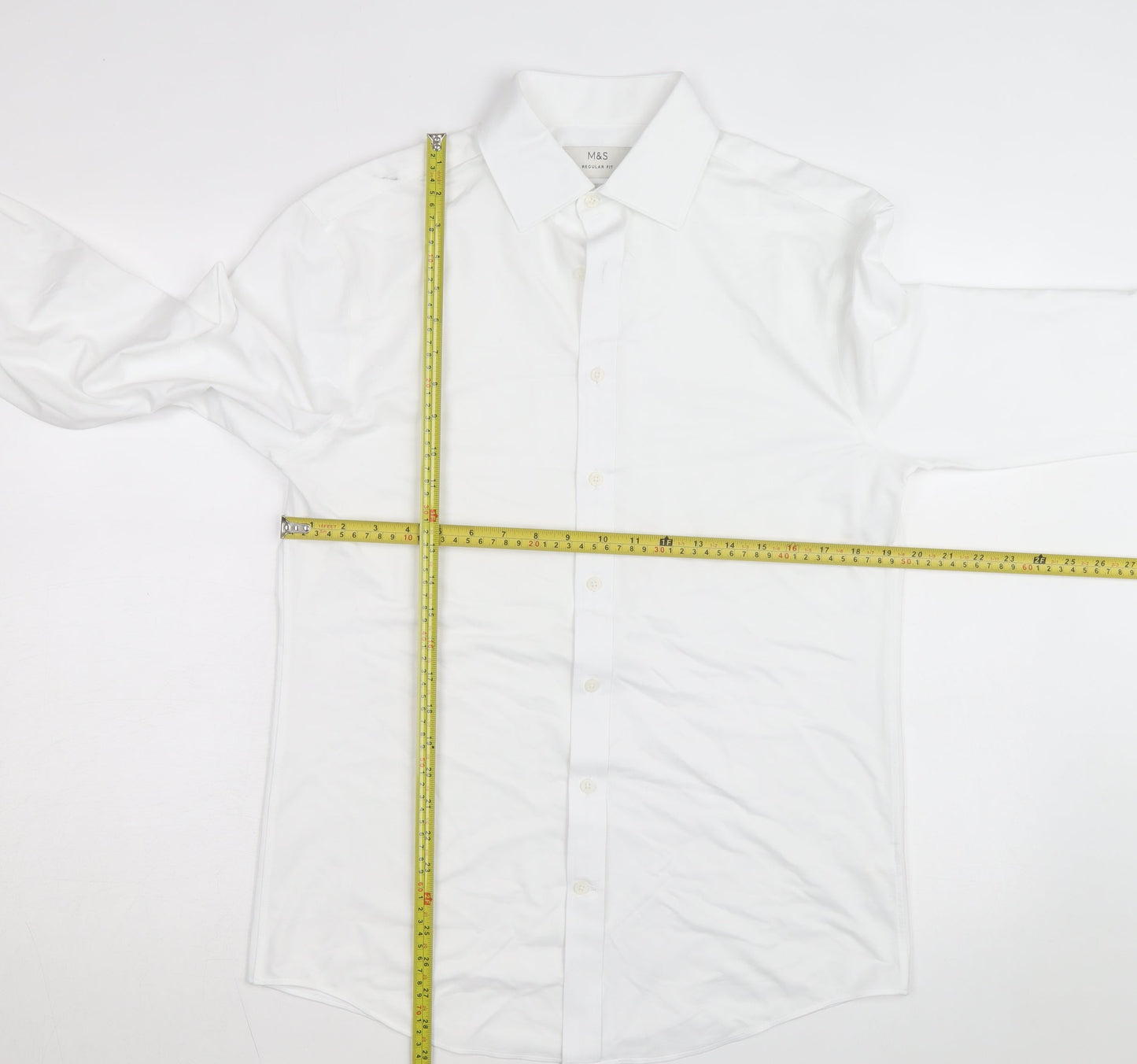 Marks and Spencer Men's White Regular Fit Ultimate Jersey Dress Shirt M