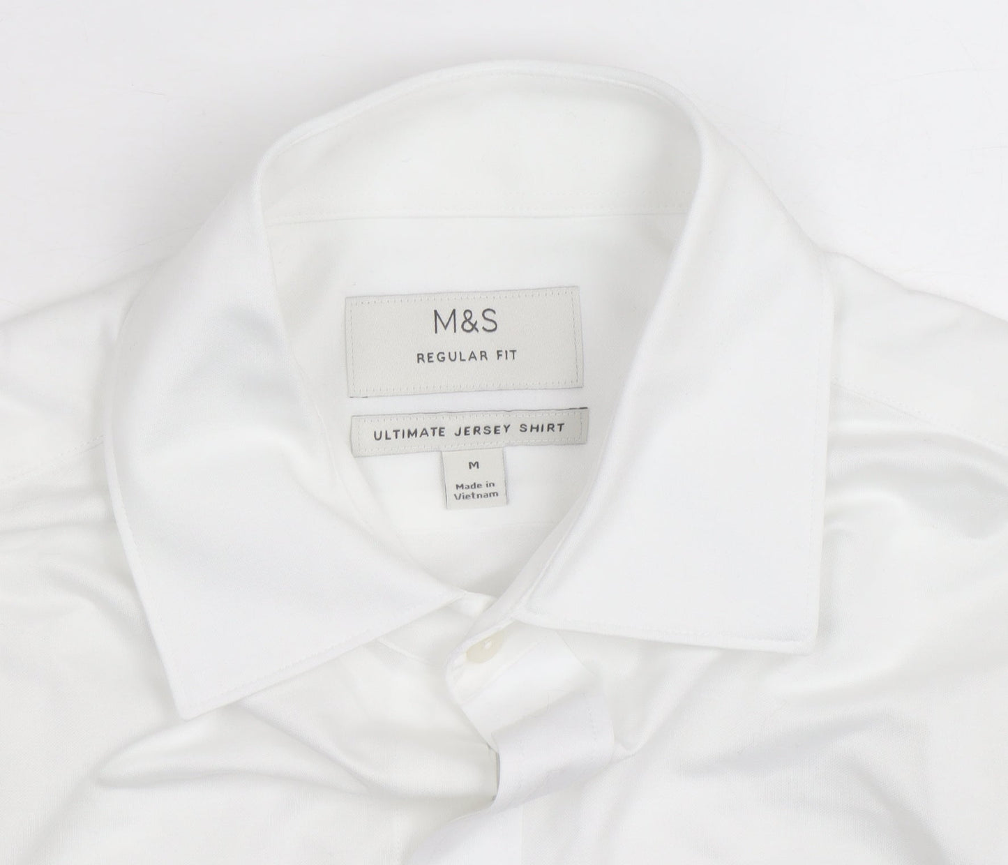 Marks and Spencer Men's White Regular Fit Ultimate Jersey Dress Shirt M