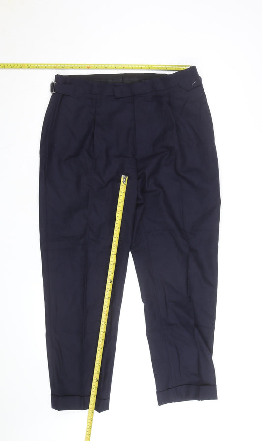 Autograph Women's Blue Wool Blend Tailored Tapered Trousers Size 12